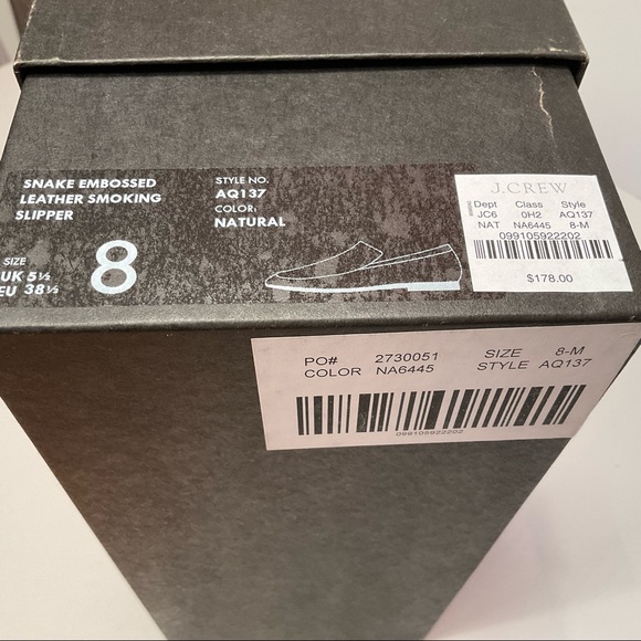 JCREW- SNAKE EMBOSSED LEATHER SMOKING SLIPPER SZ 8 - Picture 7 of 7